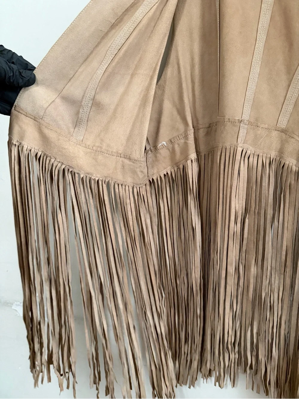 LAMARQUE Collection Suede Fringe Vest Women’s Medium Tan Western Boho Festival - Picture 8 of 13